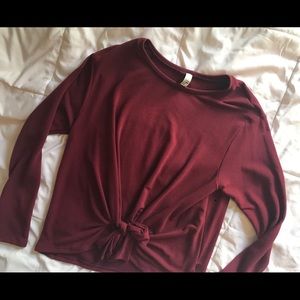 Burgundy Tie Front Top